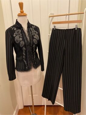 Yansi Fugel Black Pinstripe Blazer and Pants